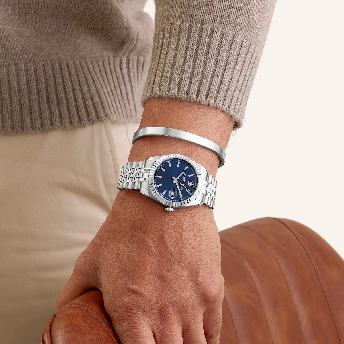 Belgravia 41 Blue Men's Watch (Silver) - Image 5