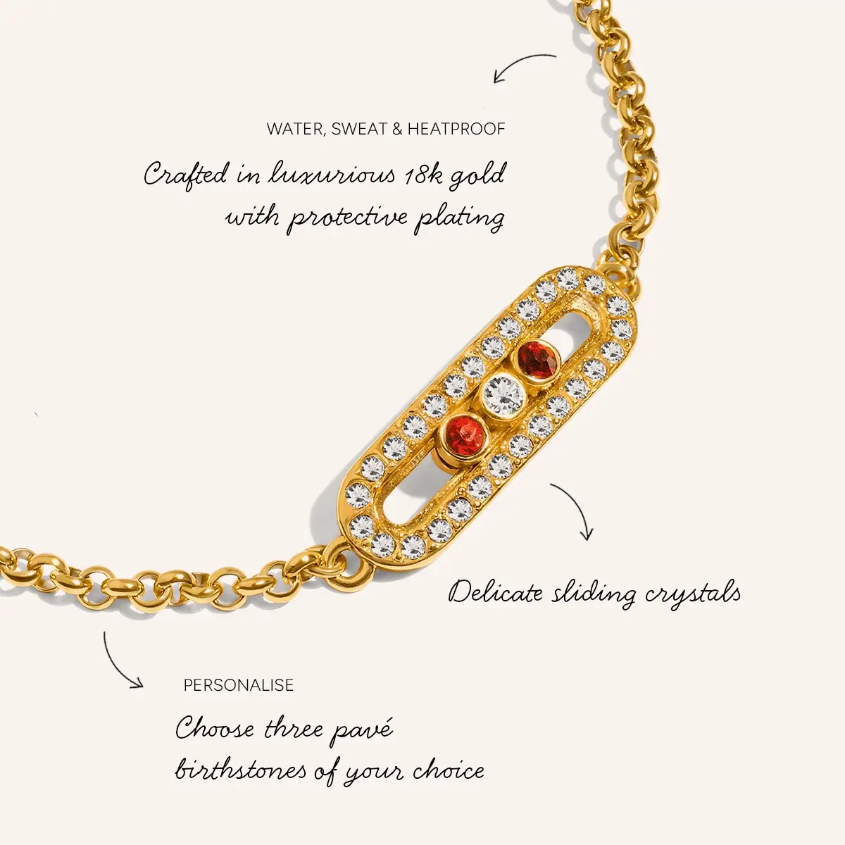 Birthstone Kinetic Pavé Bracelet (Gold) - Image 3