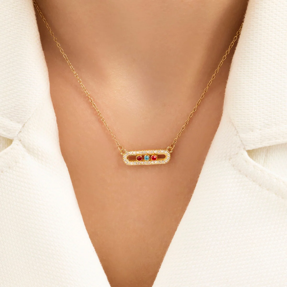 Birthstone Kinetic Pavé Necklace (Gold) - Image 2