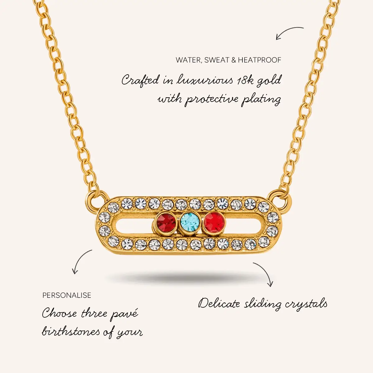 Birthstone Kinetic Pavé Necklace (Gold) - Image 3