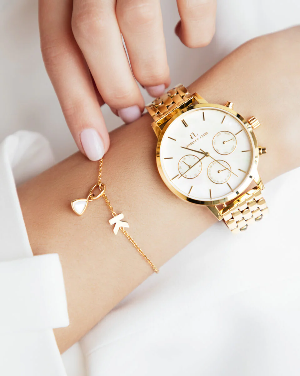 Birthstone & Made Mine Letter Bracelet (Gold) - Image 3