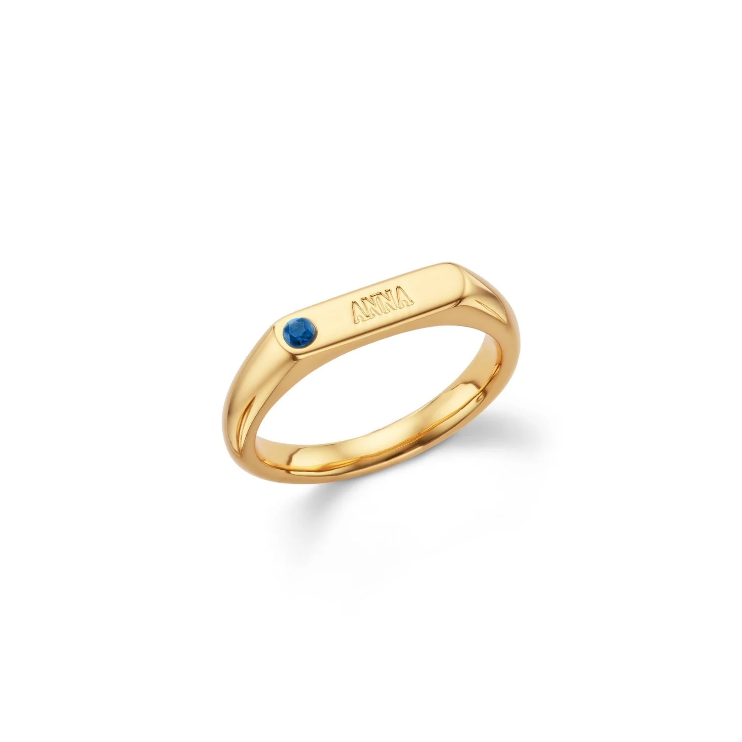 Birthstone Signet Custom Name Ring (Gold) - Image 7