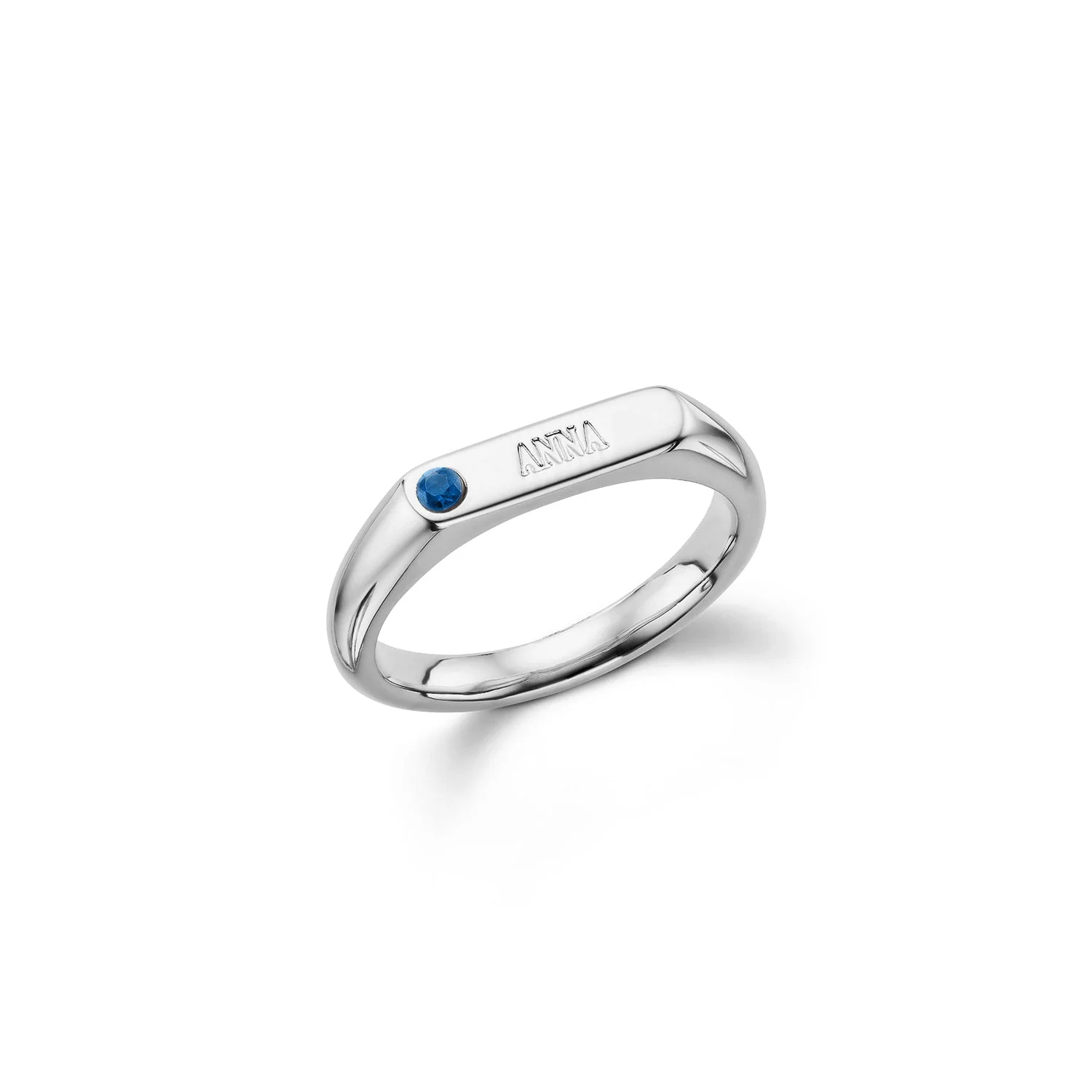 Birthstone Signet Custom Name Ring (Silver) - Image 6