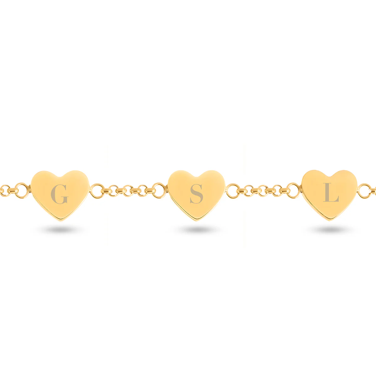 Chocolate Brown Multi Heart Bracelet (Gold) - Image 7
