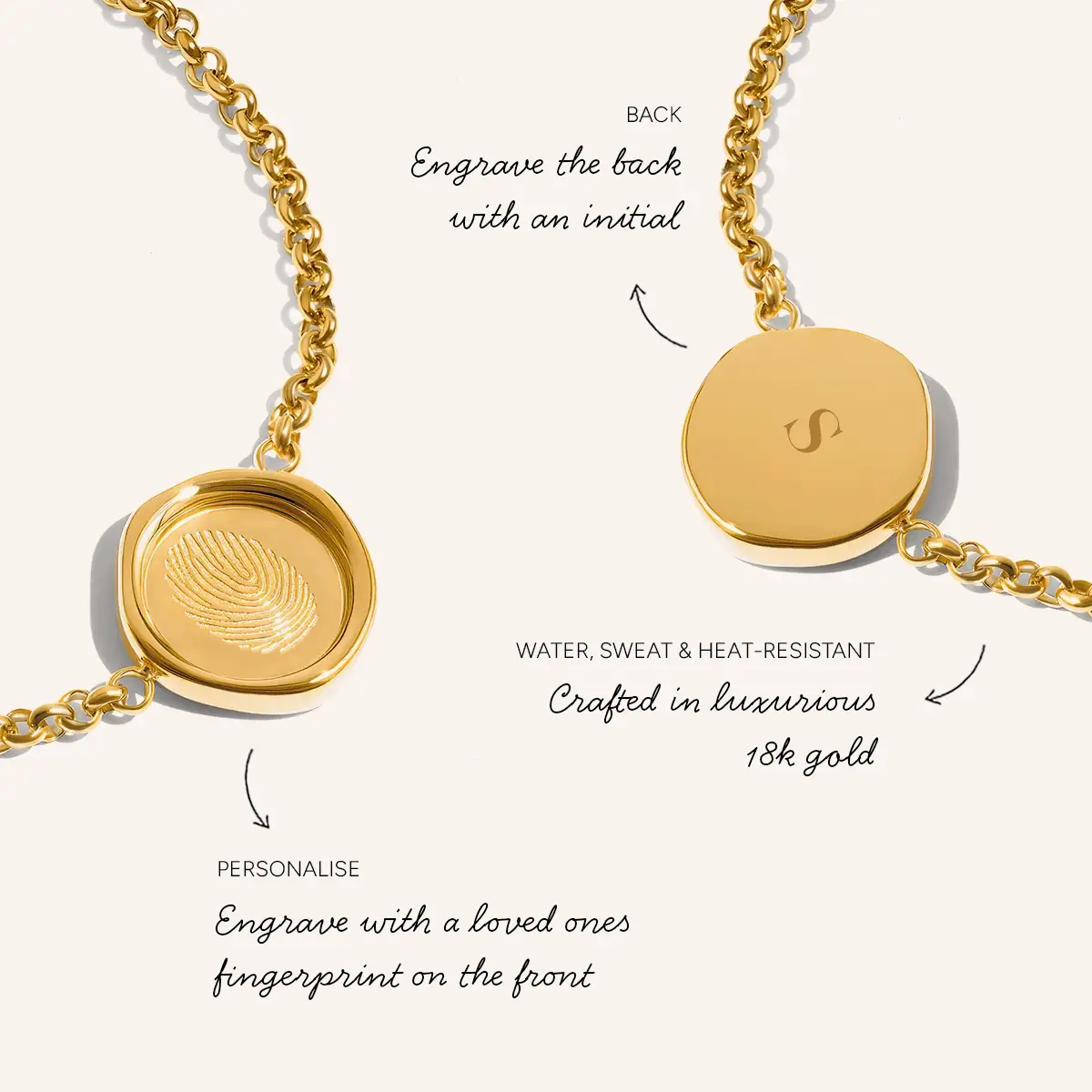Coin Fingerprint Bracelet (Gold) - Image 3