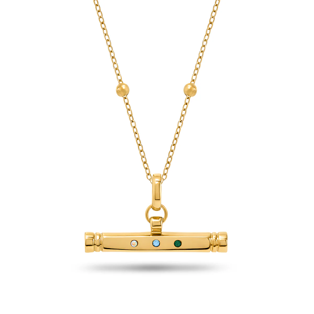 Confetti Birthstone T-bar Necklace (Gold) - Image 11