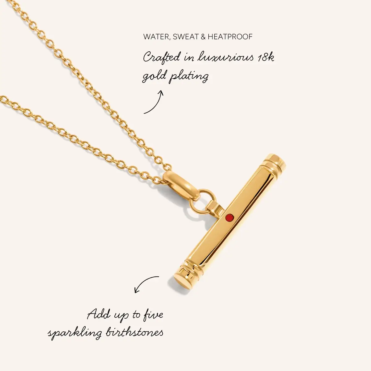 Confetti Birthstone T-bar Necklace (Gold) - Image 3