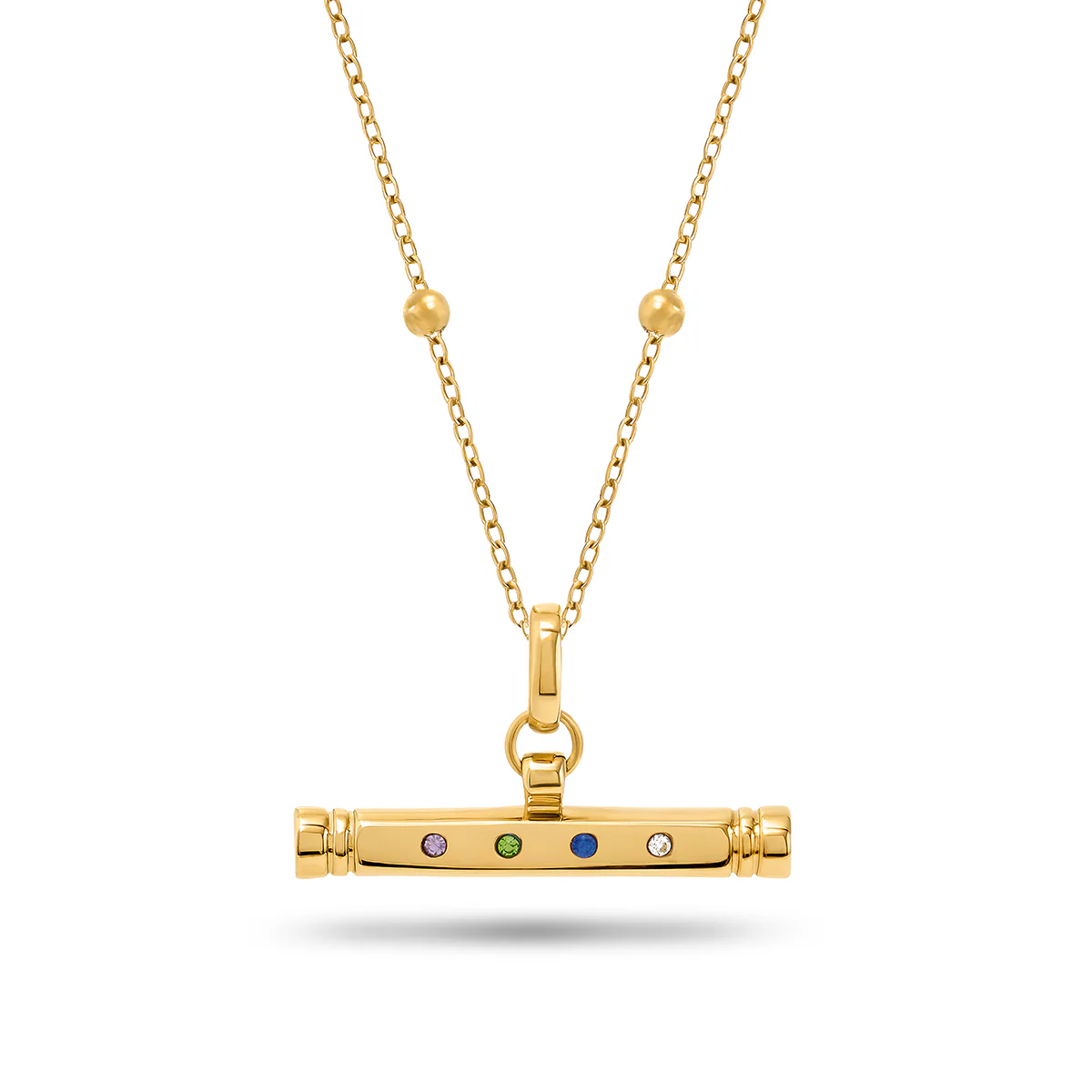 Confetti Birthstone T-bar Necklace (Gold) - Image 9