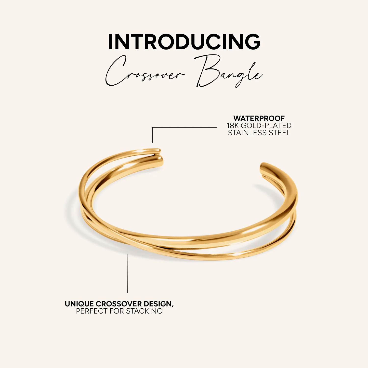 Crossover Bangle (Gold) - Image 4