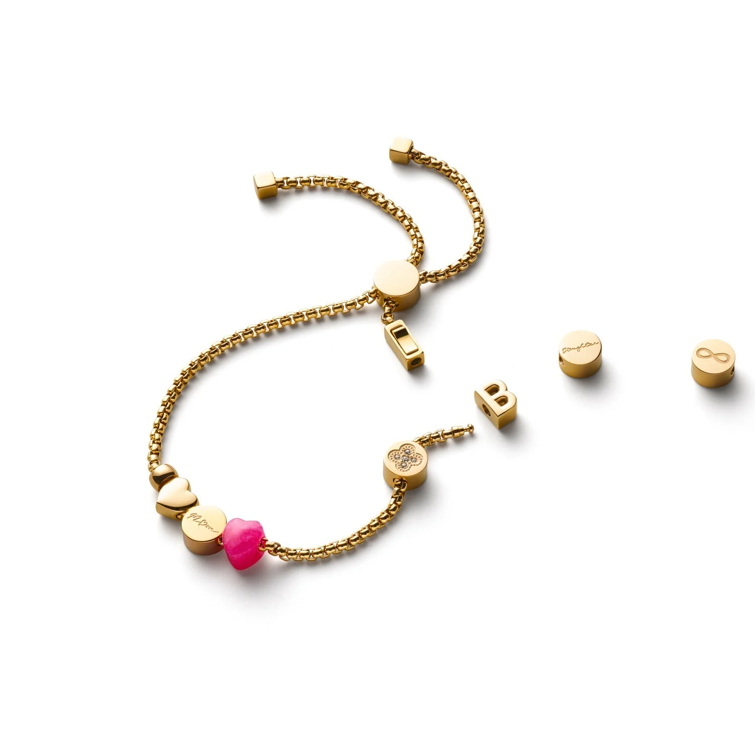 Crystal Clover Bracelet Charm (Gold) - Image 2
