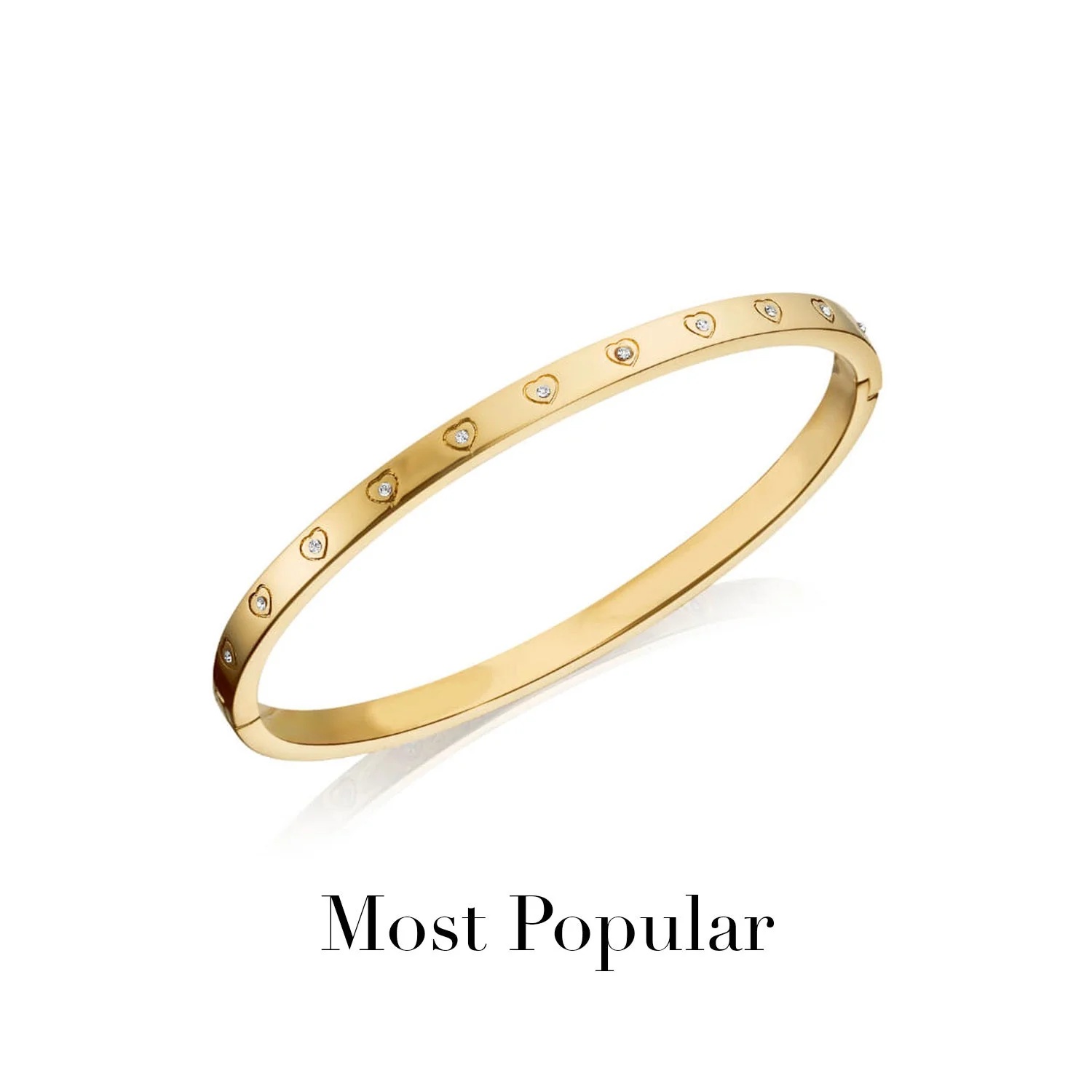 Crystal Heart Bangle (Gold) - Image 12