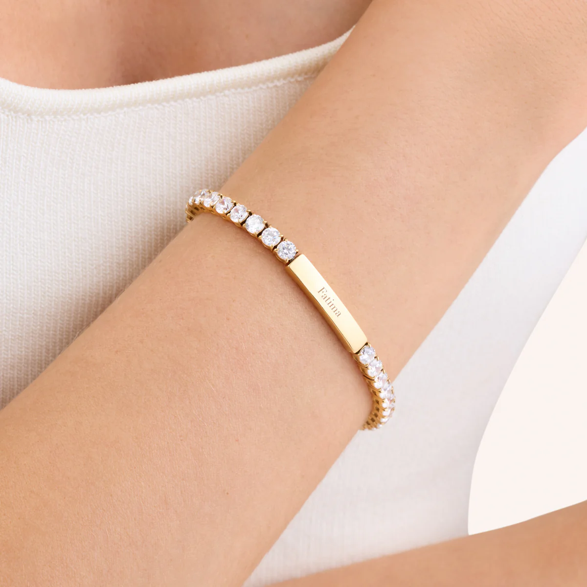 Custom Bar Tennis Bracelet (Gold) - Image 2