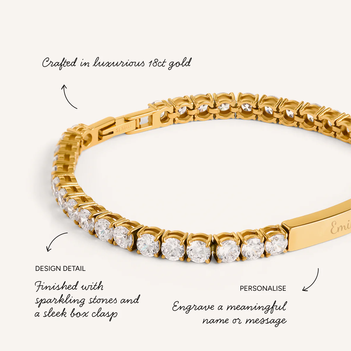 Custom Bar Tennis Bracelet (Gold) - Image 3