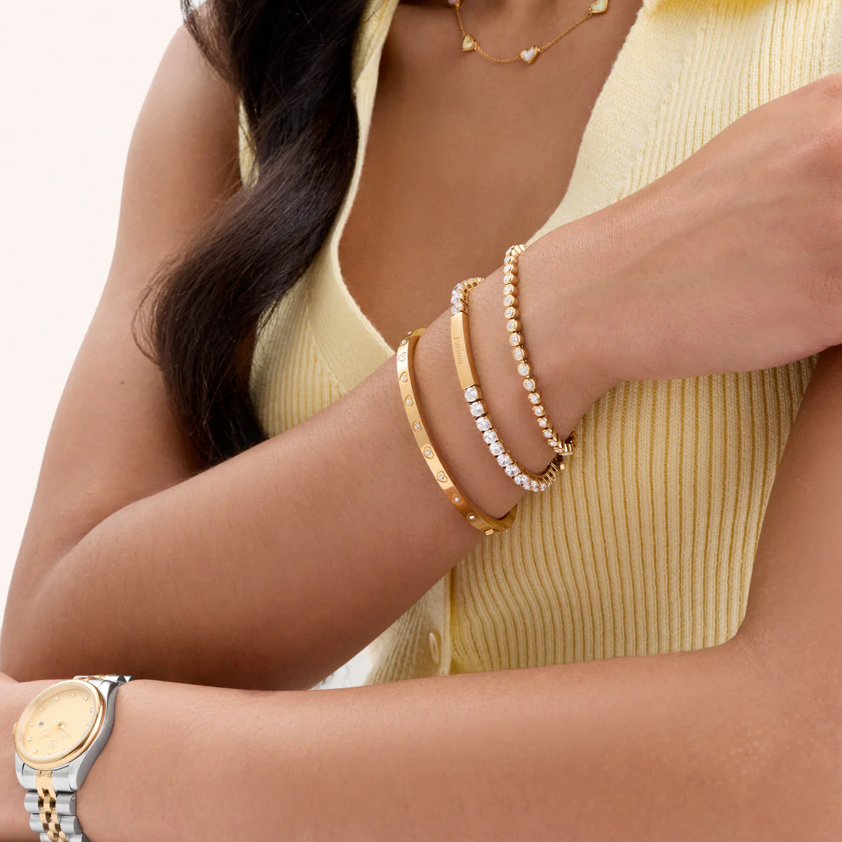 Custom Bar Tennis Bracelet (Gold) - Image 4