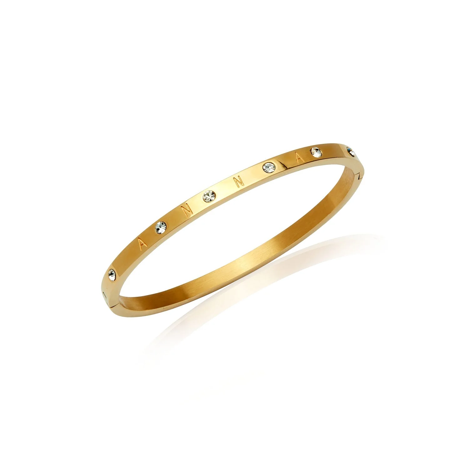 Custom Crystal Name Bangle (Gold) - Image 8