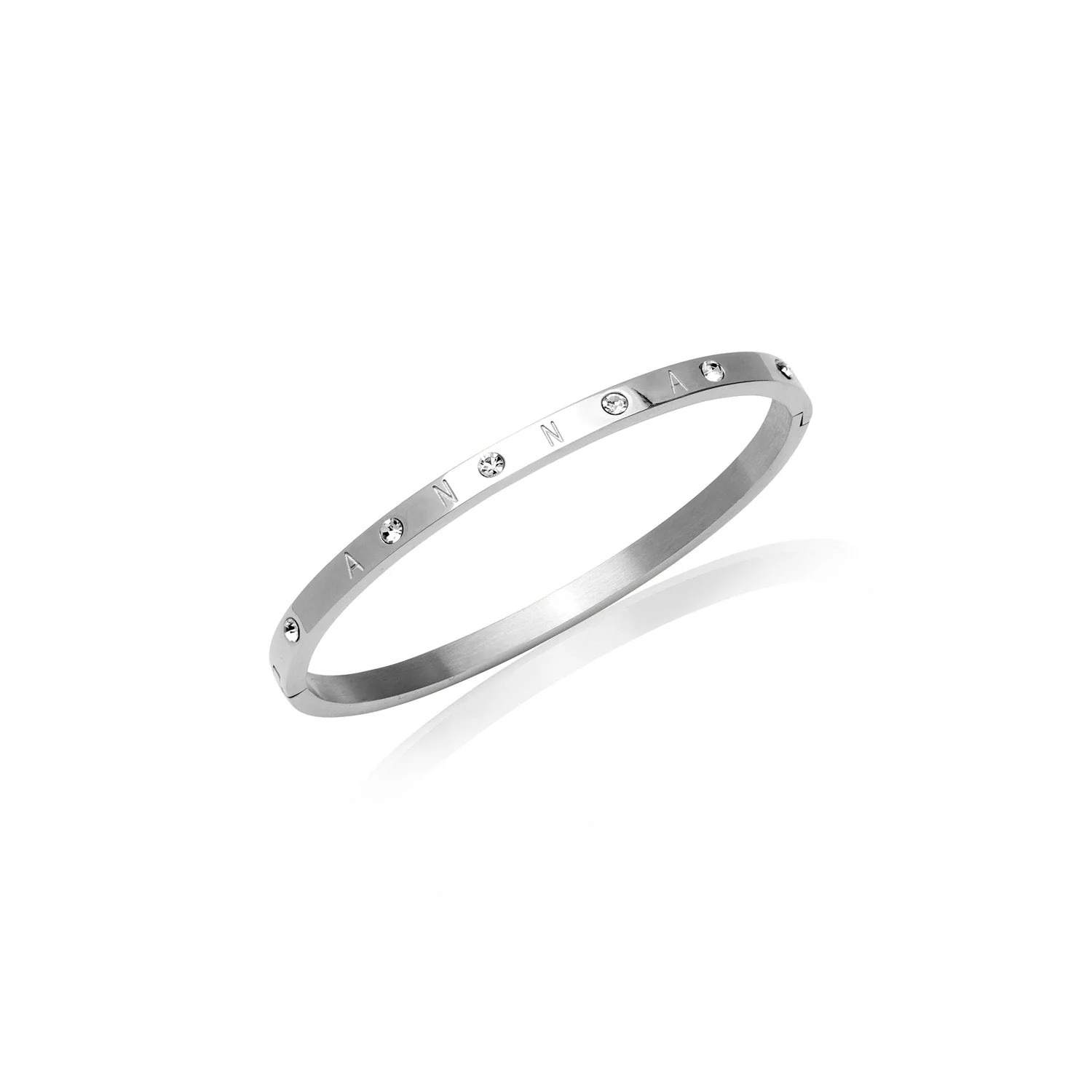 Custom Crystal Name Bangle (Silver) - Image 8