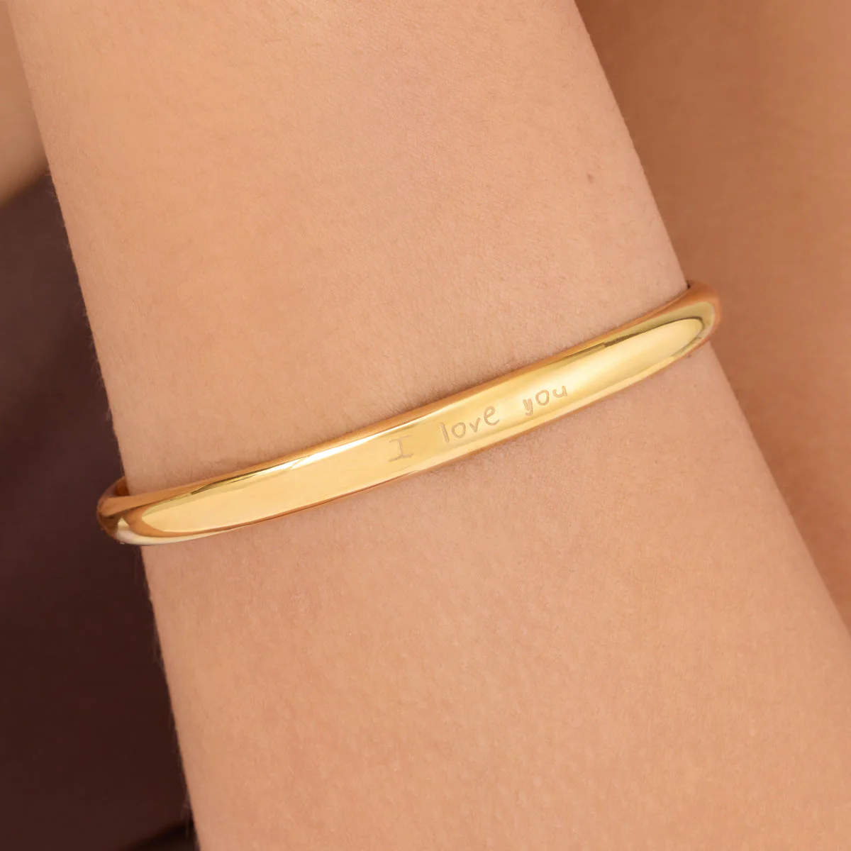 Custom Handwritten Domed Bangle (Gold) - Image 2