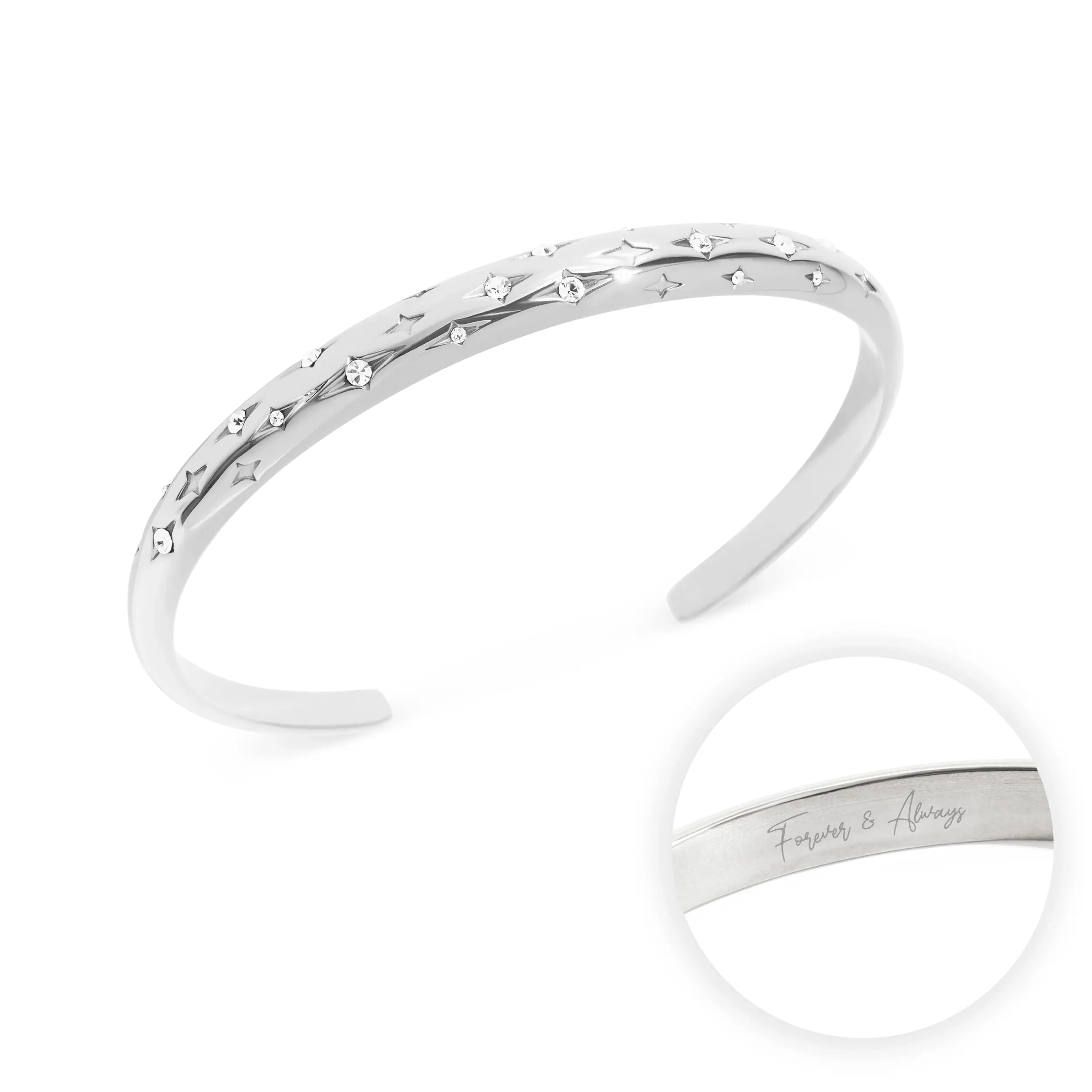 Custom Moon and Back Bangle (Silver)