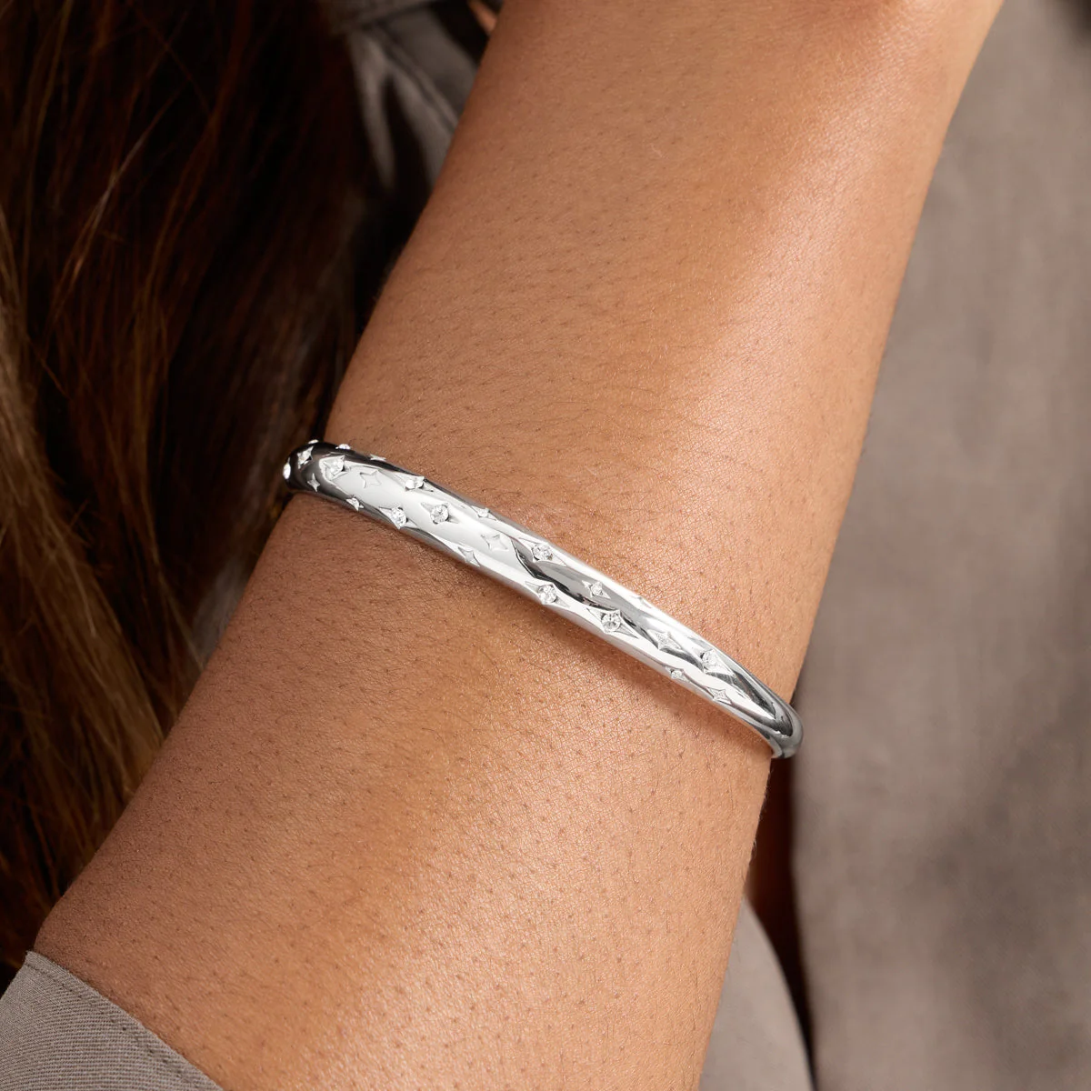 Custom Moon and Back Bangle (Silver) - Image 2