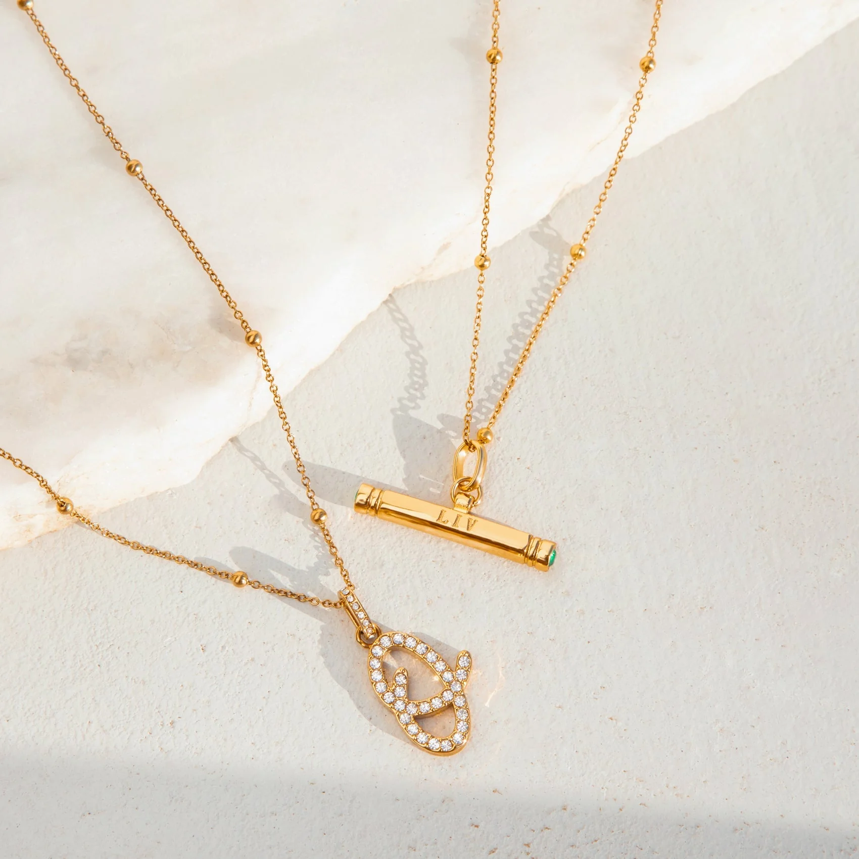 Custom Stamped T-Bar Necklace (Gold) - Image 5