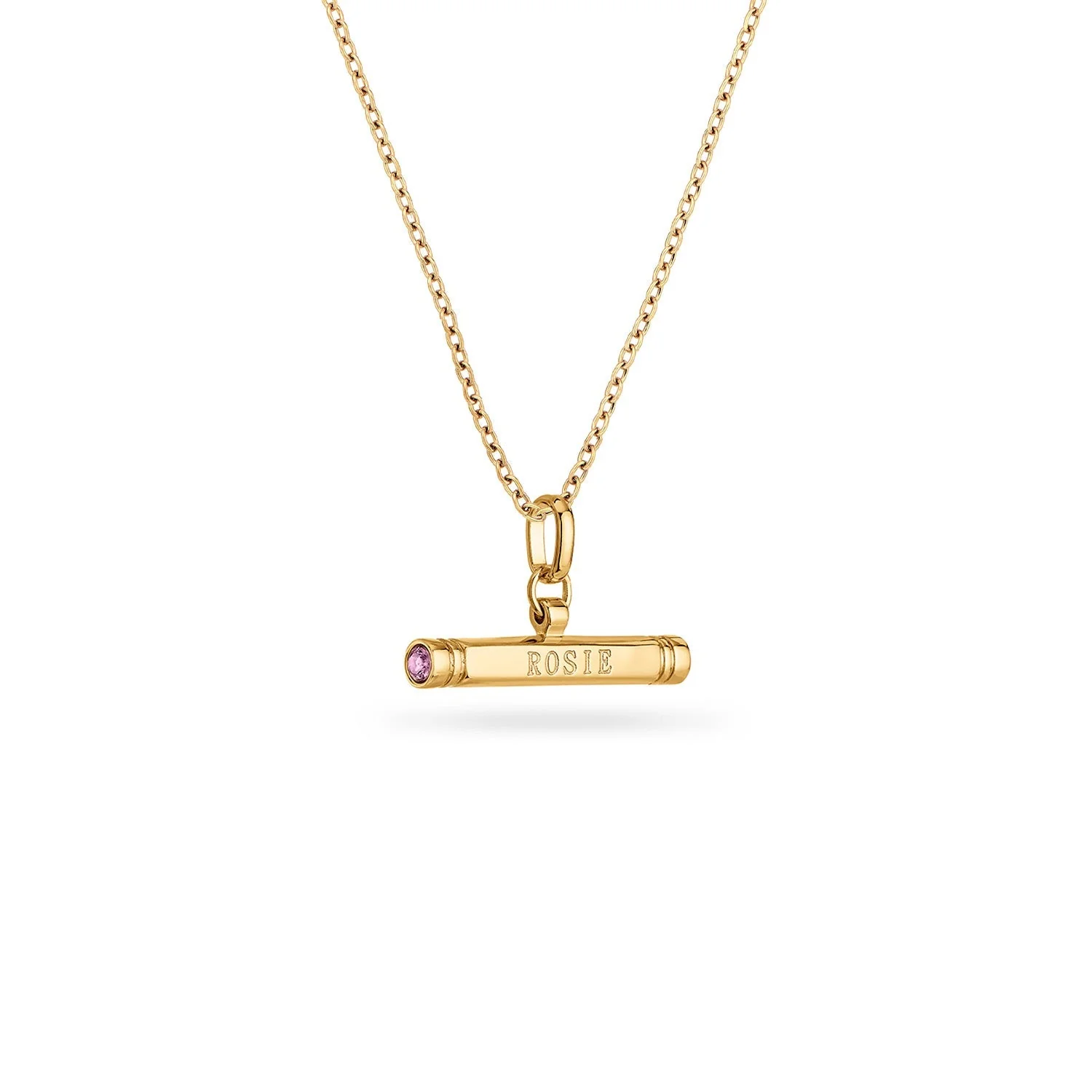 Custom Stamped T-Bar Necklace (Gold) - Image 7