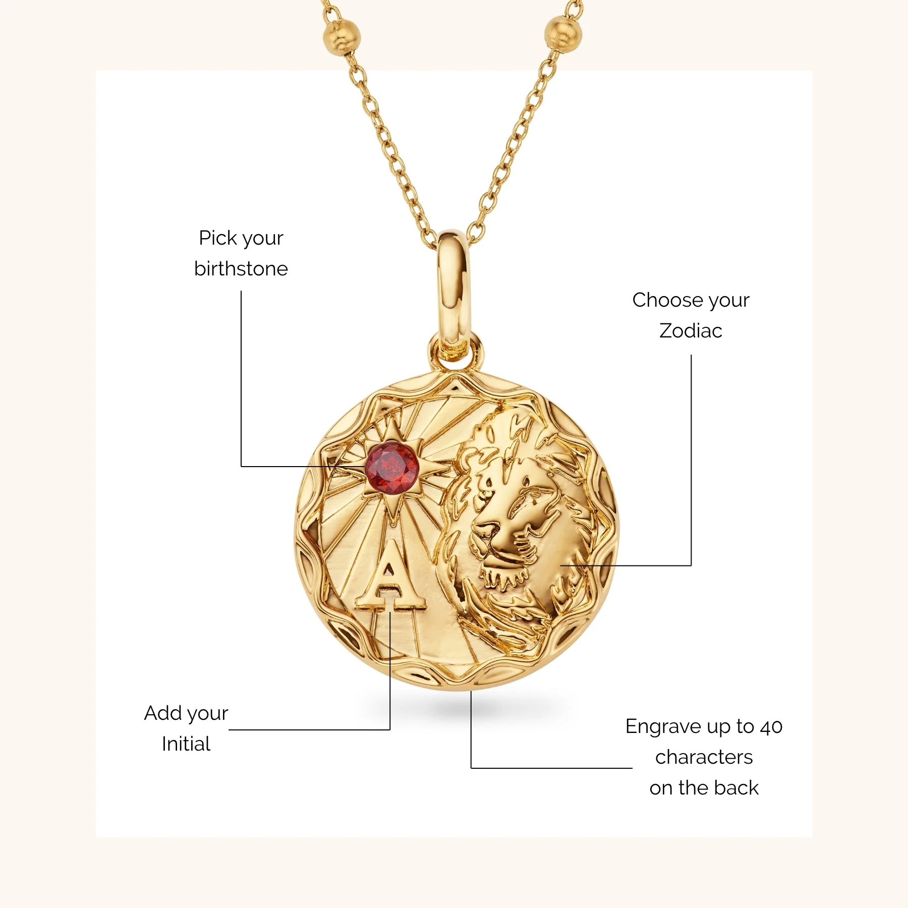 Custom Zodiac Coin Necklace (Gold) - Image 5