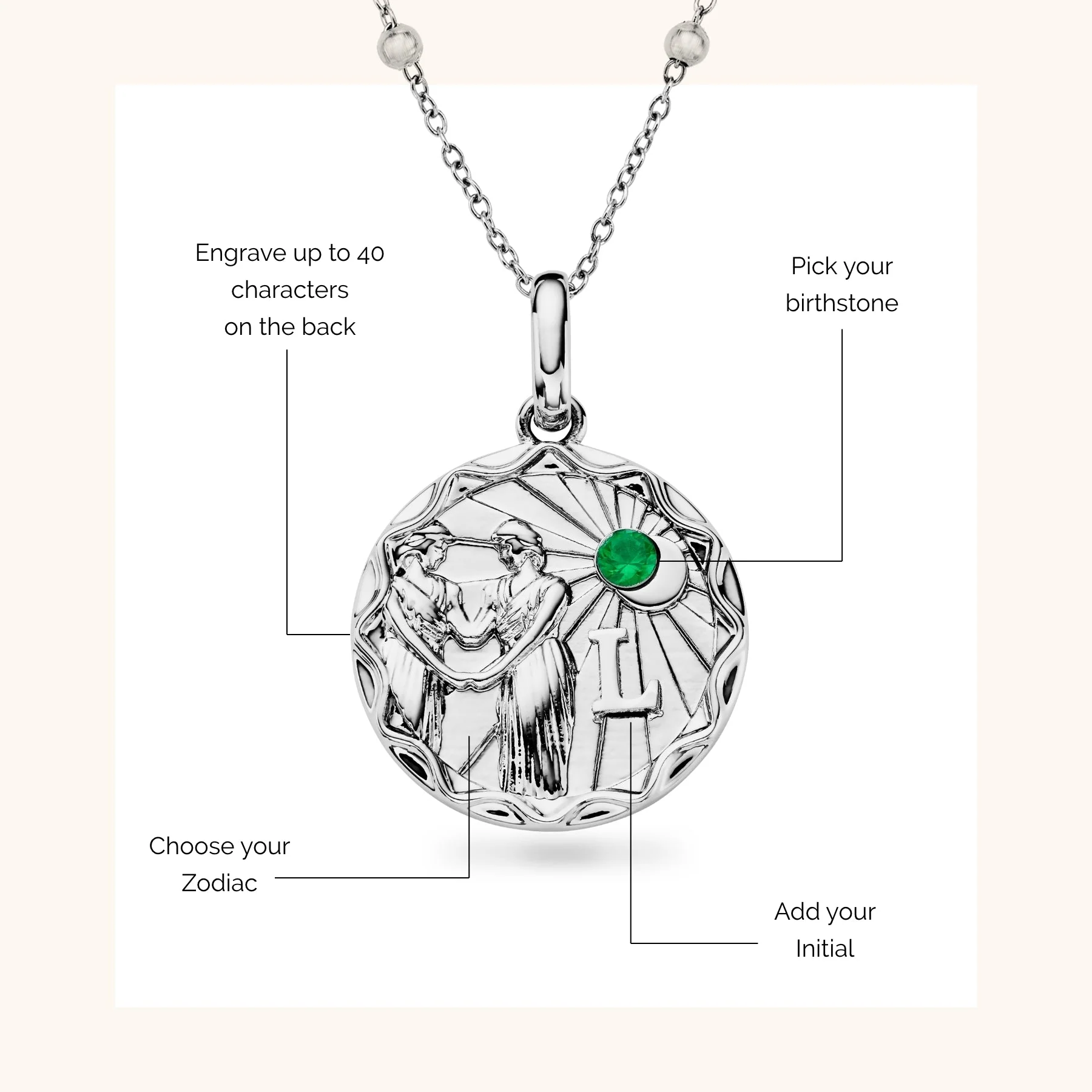 Custom Zodiac Coin Necklace (Silver) - Image 5