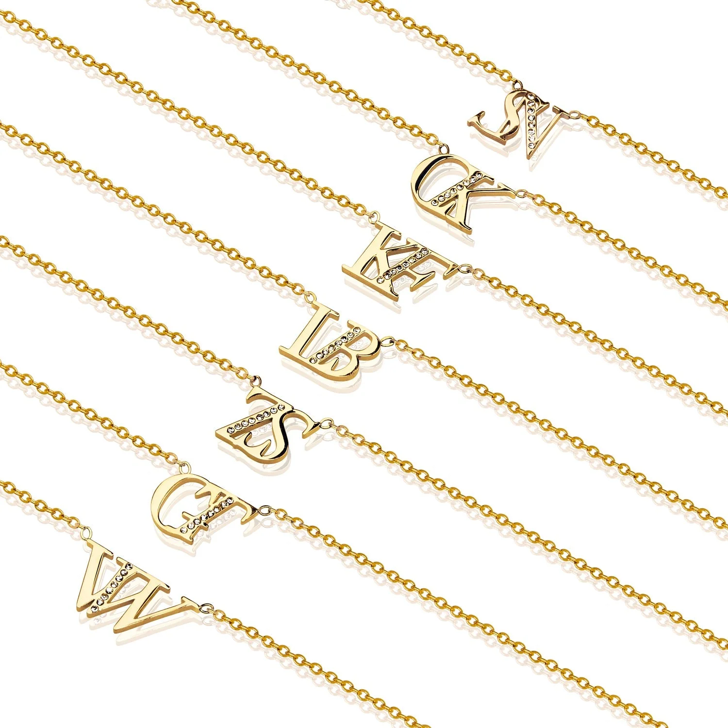 Double Initial Crystal Necklace (Gold) - Image 6