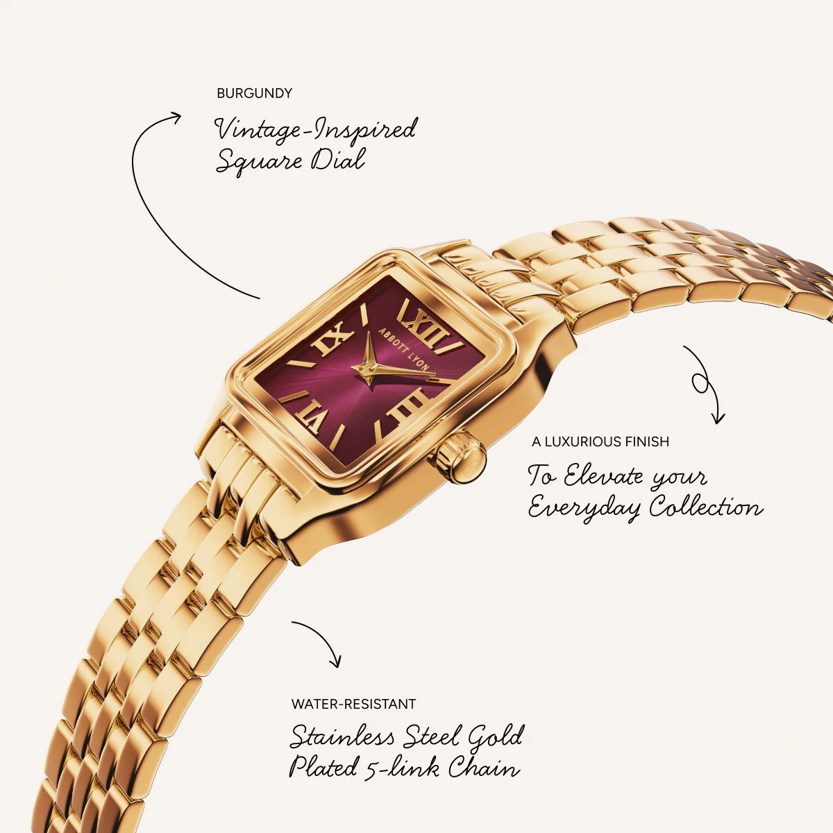 Essence 19mm Burgundy Watch (Gold) - Image 4