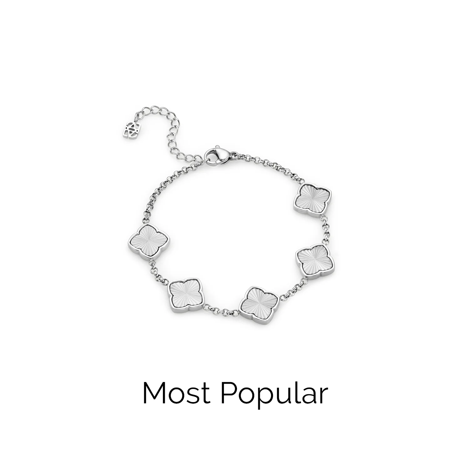 Faceted Birthstone Clover Pendant (Silver) - Image 8