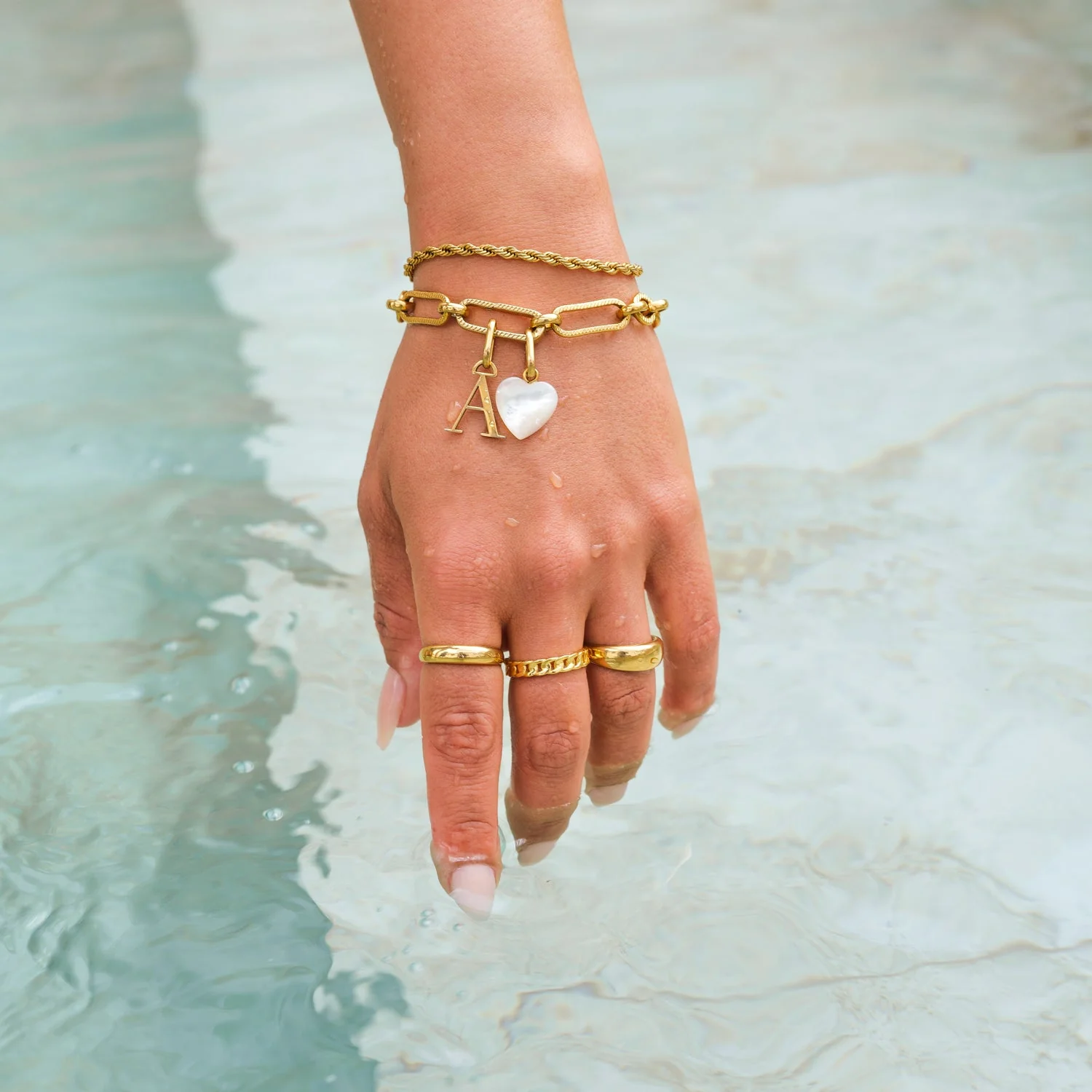 Figaro Chain Bracelet (Gold) - Image 10