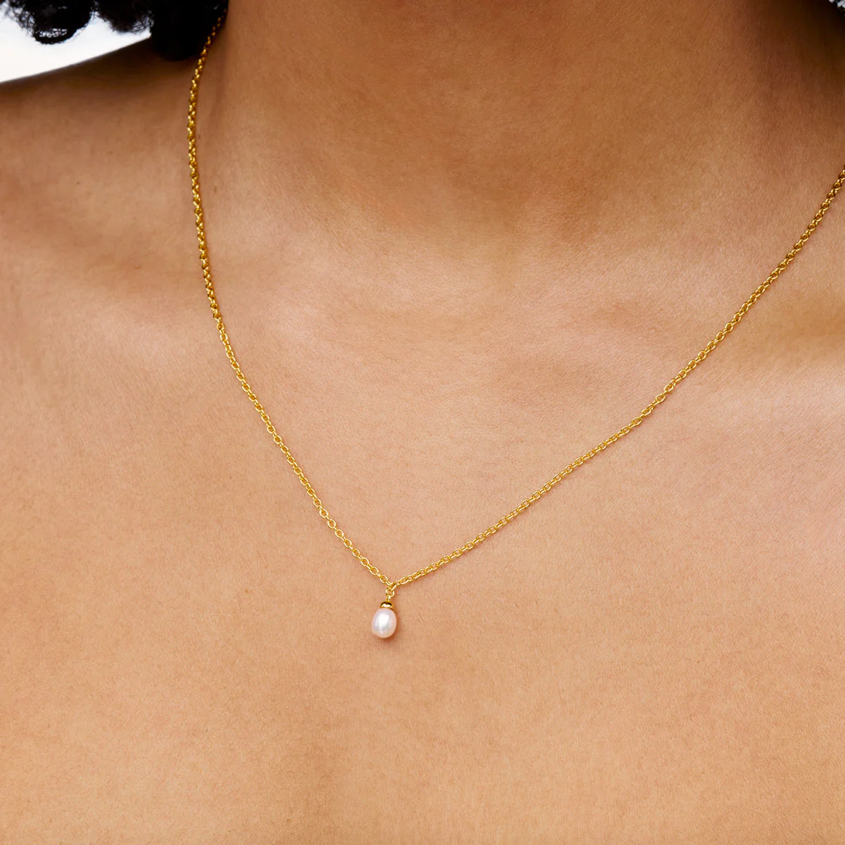 Fine Organic Pearl Necklace Bridesmaid Gift Set (Gold) - Image 2