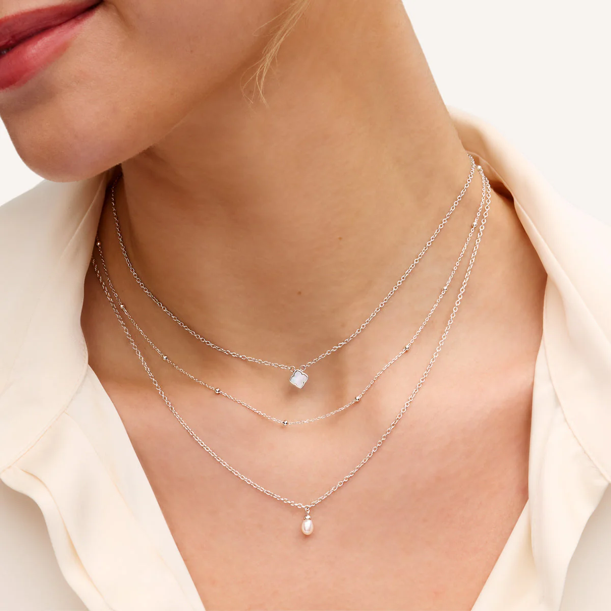 Fine Organic Pearl Necklace Bridesmaid Gift Set (Silver) - Image 3