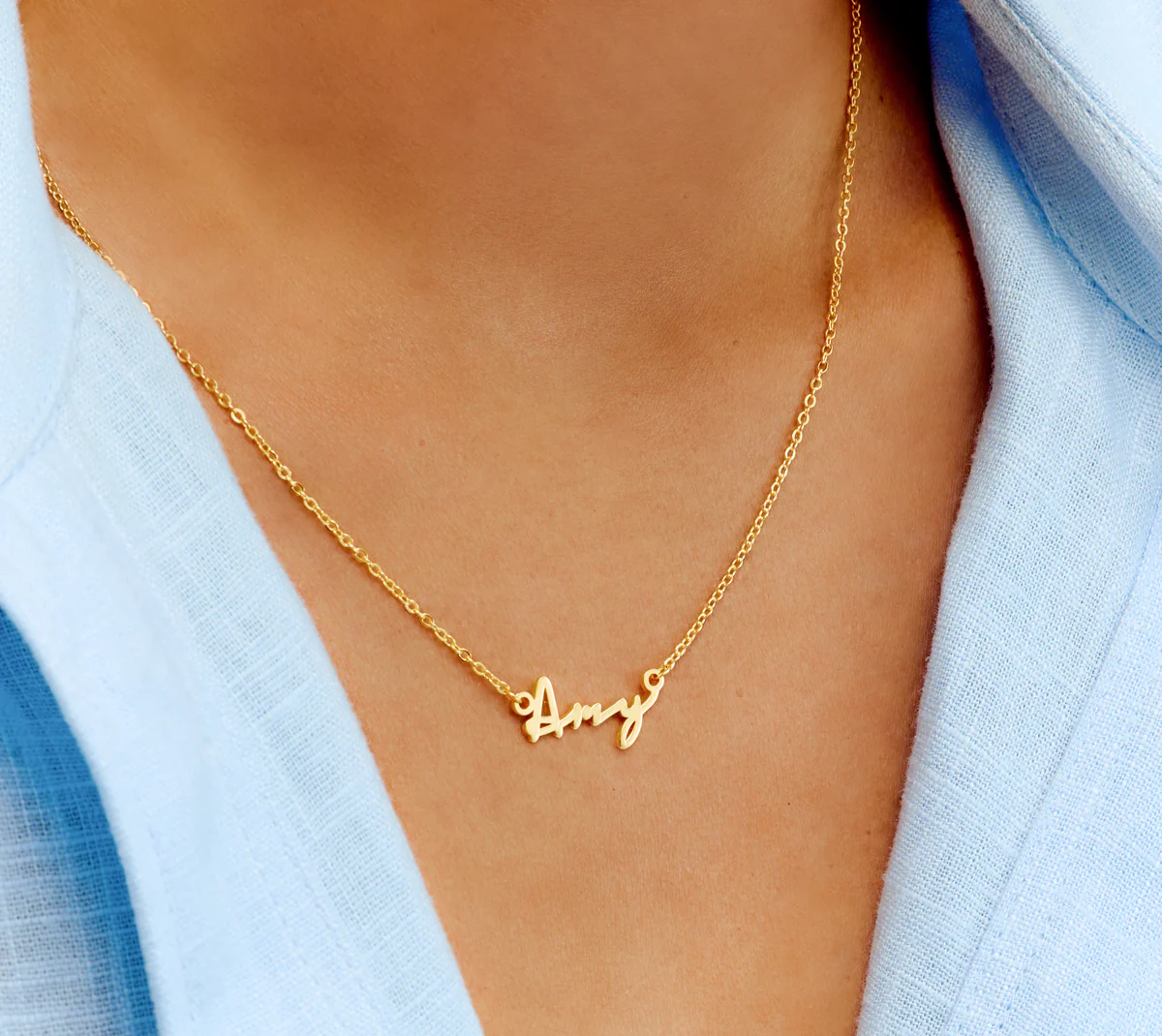 Fine Signature Name Necklace (Gold) - Image 2