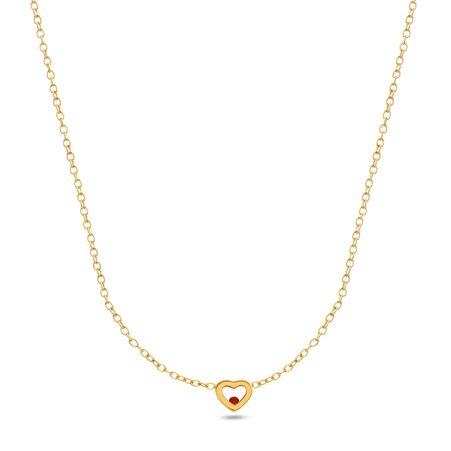 Floating Birthstone Multi Heart Necklace (Gold) - Image 6