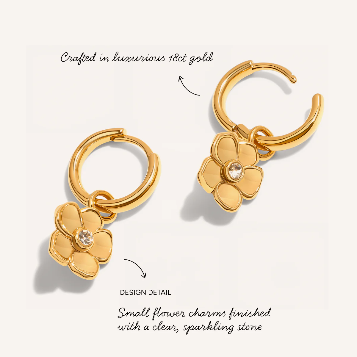 Flower Huggie Earrings (Gold) - Image 3