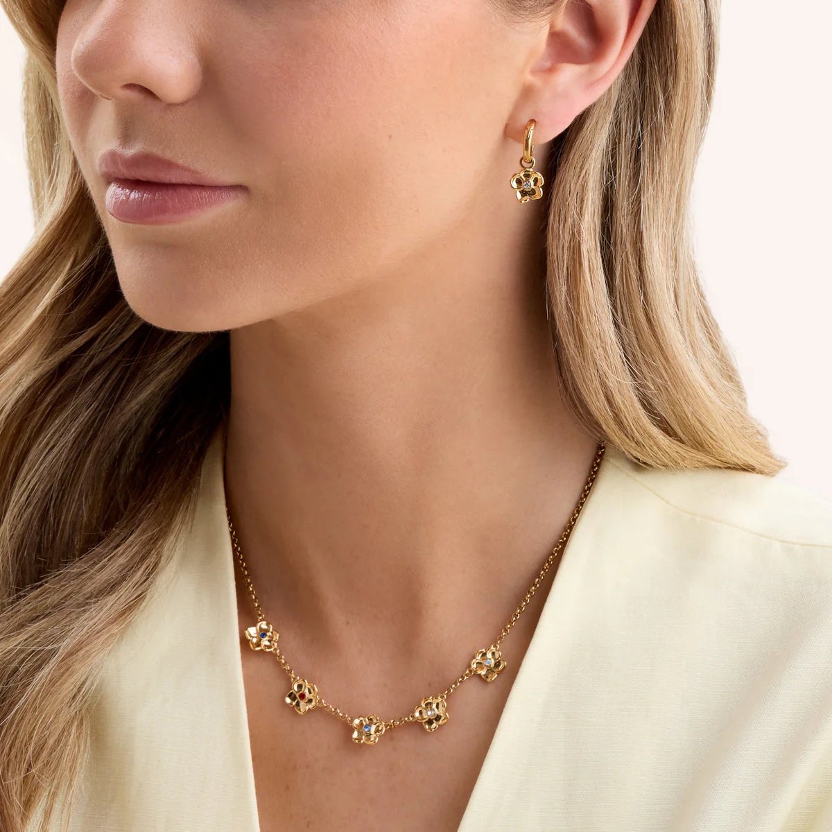 Flower Huggie Earrings (Gold) - Image 4