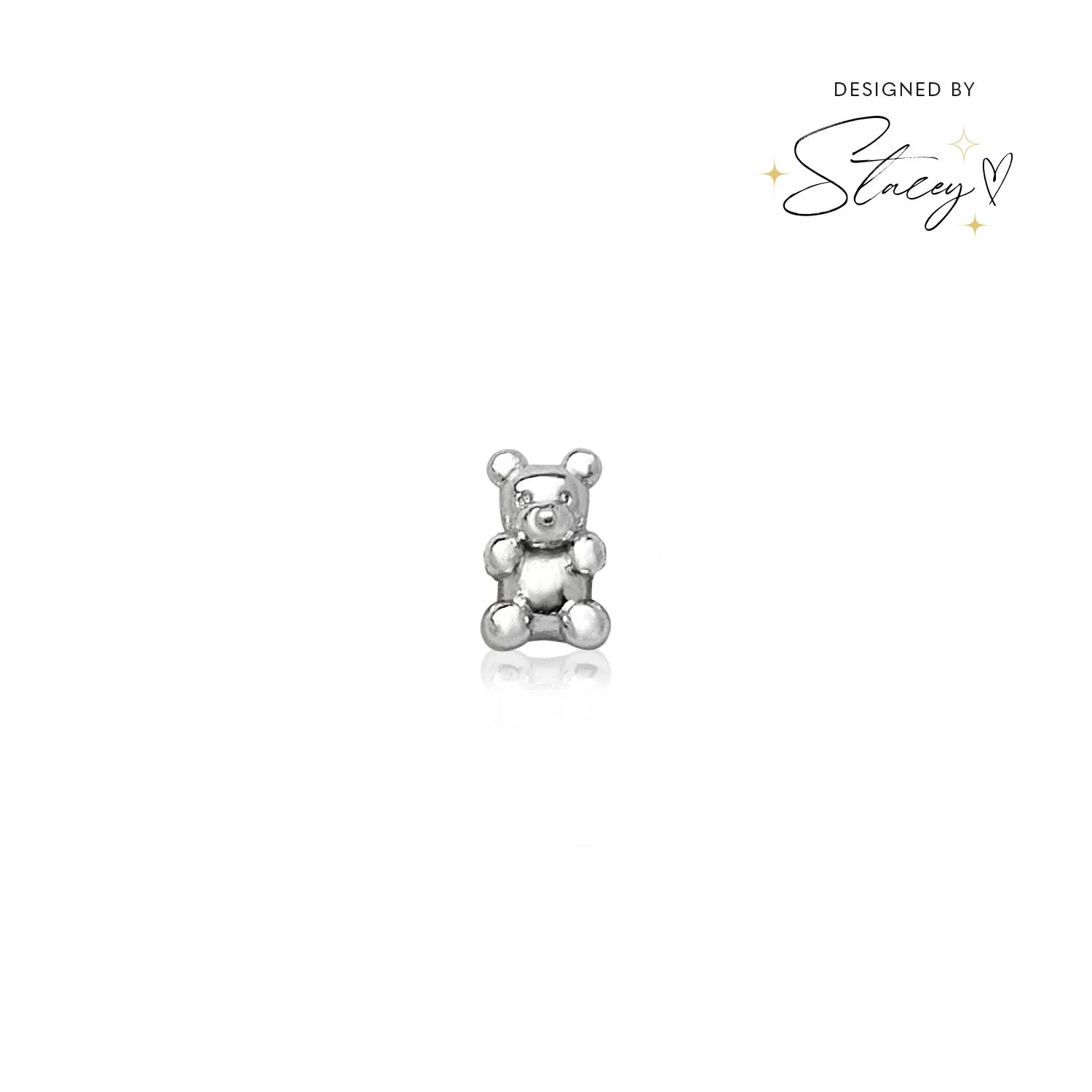Made Mine Charms - Teddy Bear Charm (Silver) - Image 2