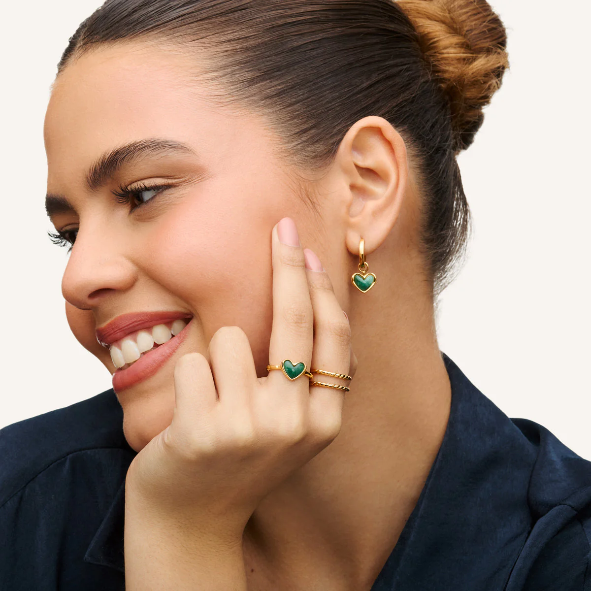 Green Quartz Heart Ring (Gold) - Image 3