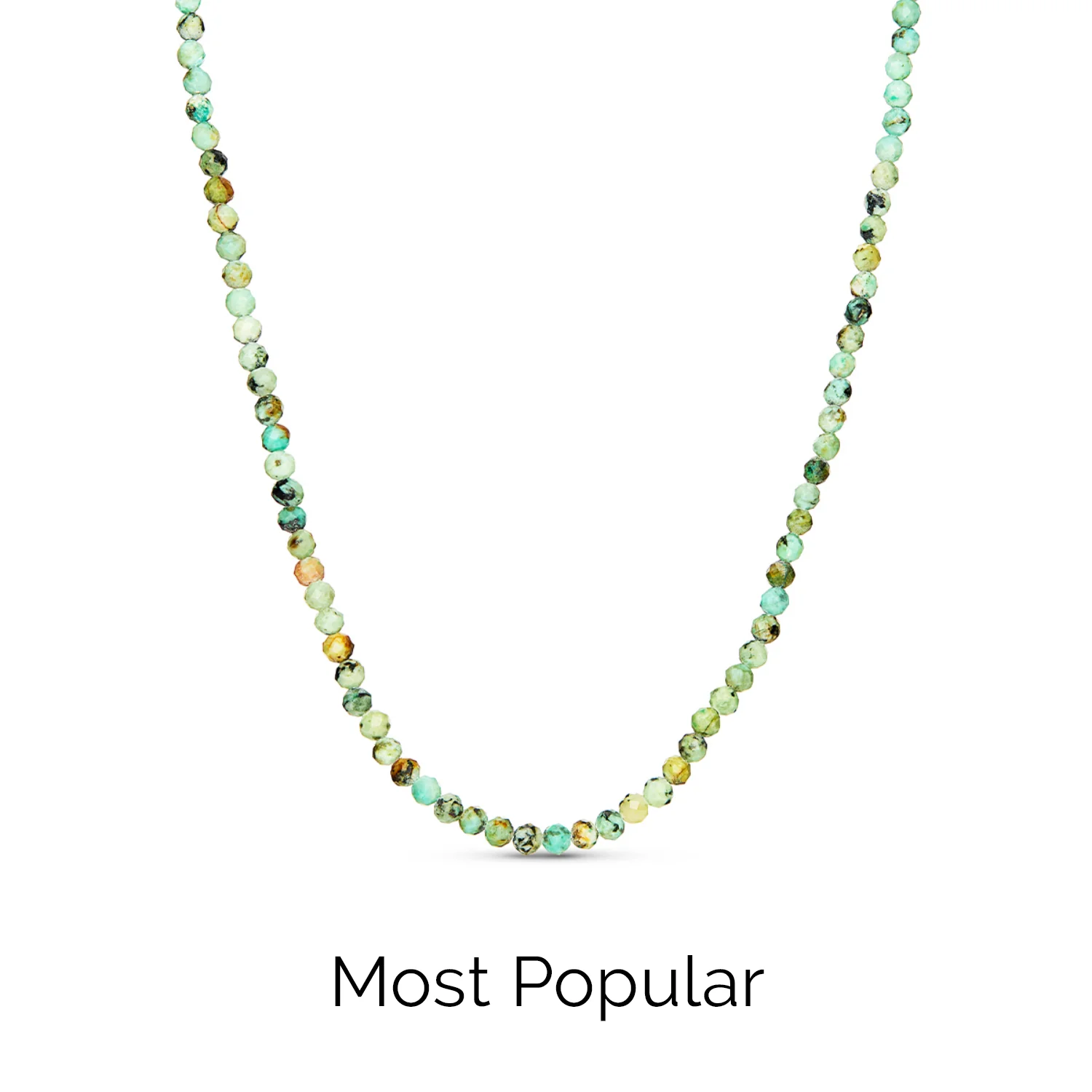 Layering Green Turquoise Beaded Necklace (Gold) - Image 3
