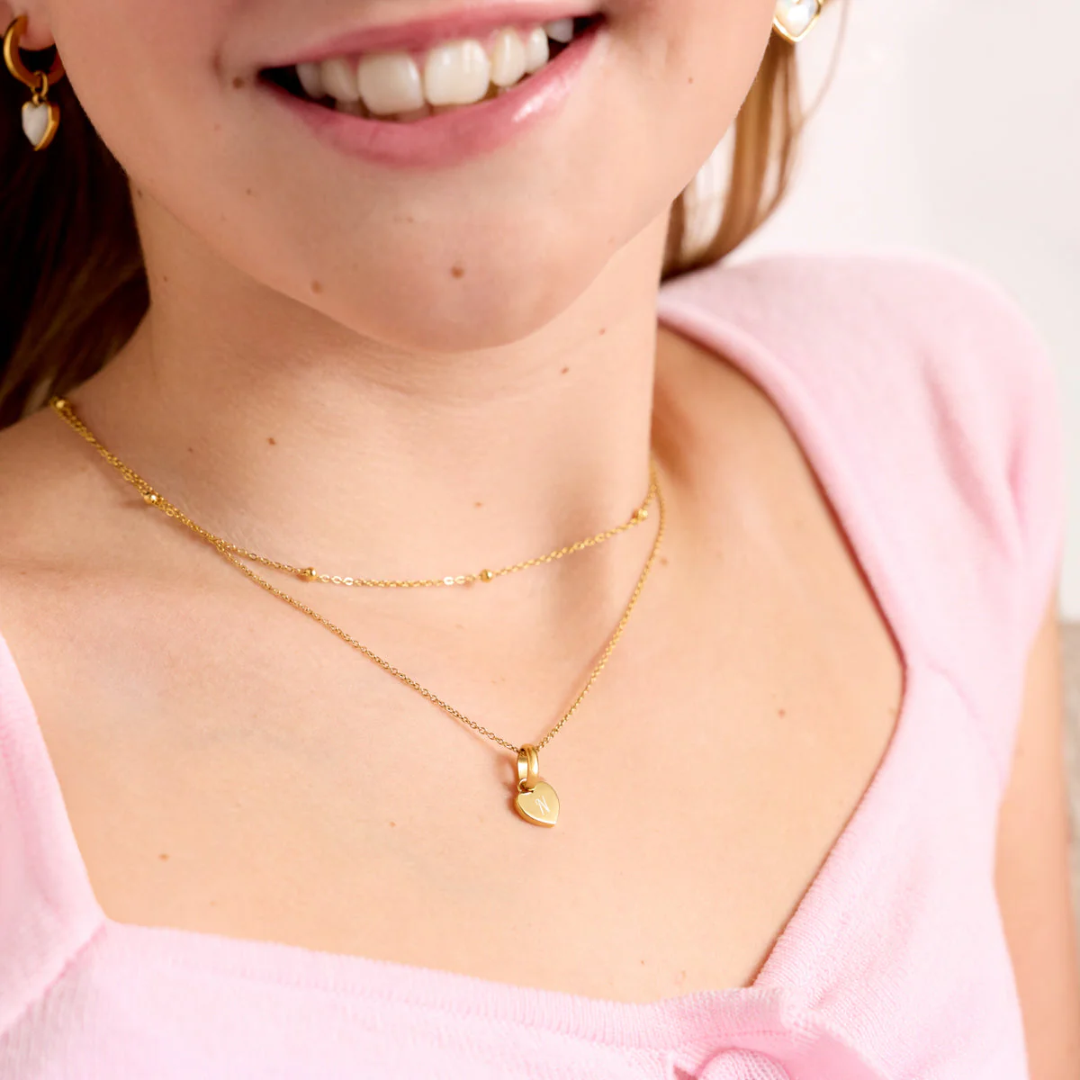 Heart 'Mini & Me' Necklace Set (Gold) - Image 2