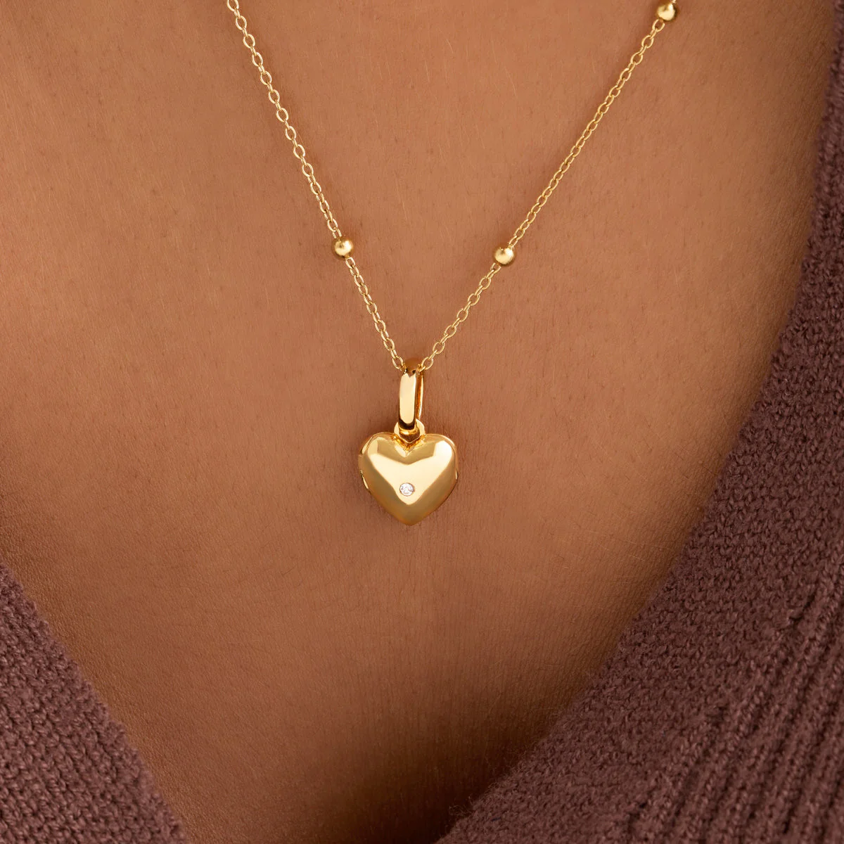 Heart Photo Locket Necklace (Gold) - Image 2