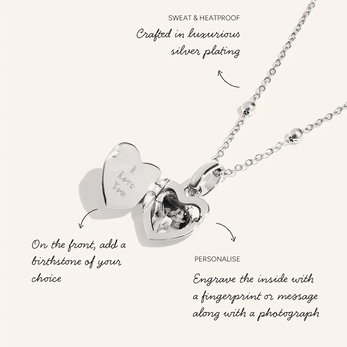 Heart Photo Locket Necklace (Silver) - Image 3