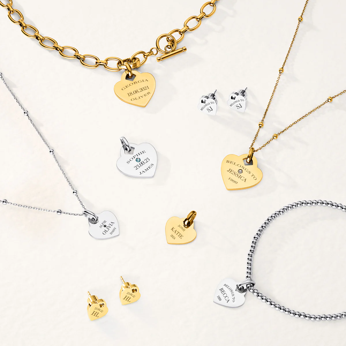 Heart Token Stud Earring (Gold) - Image 4