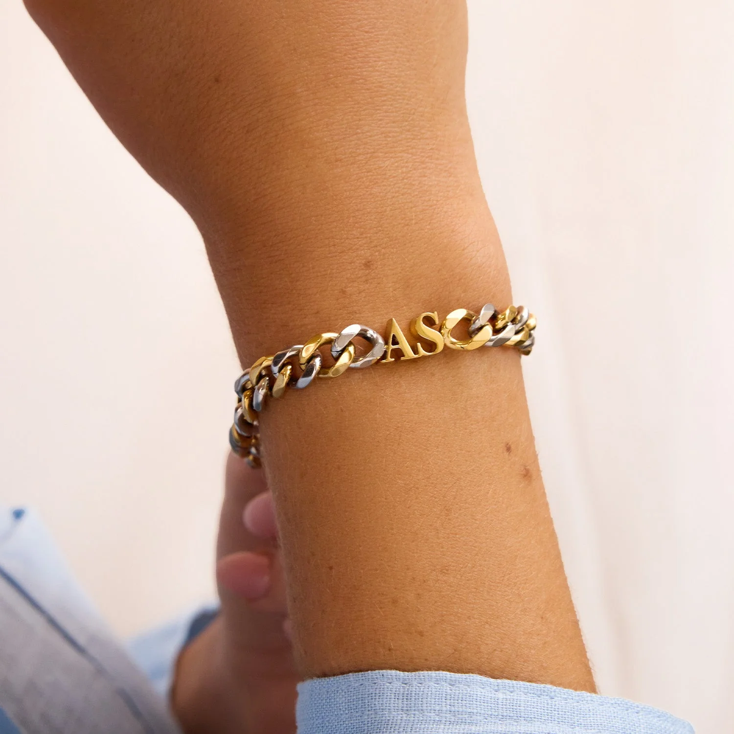Initial Curb Bracelet (Gold/Silver) - Image 3