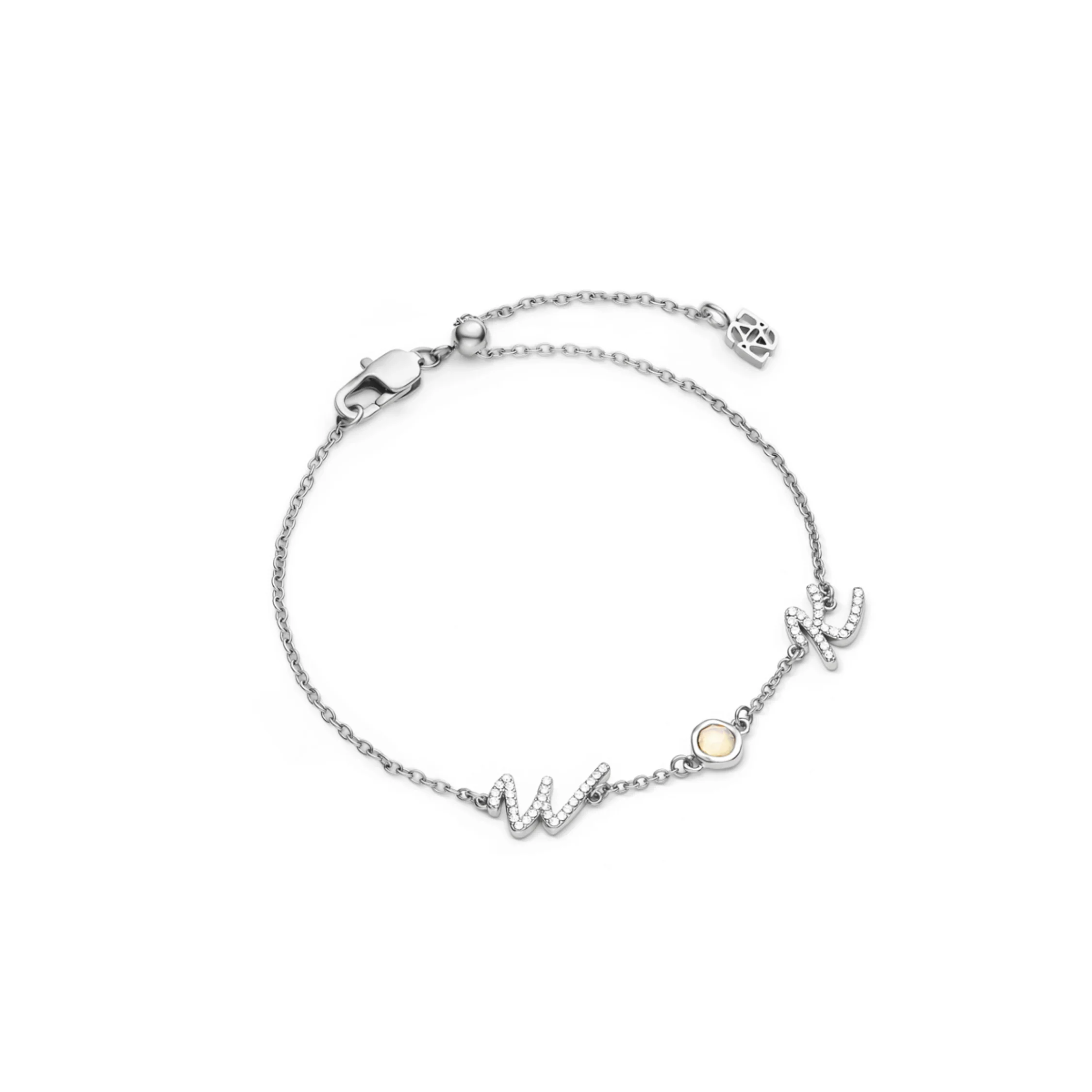 Made Mine Initials & Birthstone Bracelet (Silver) - Image 16
