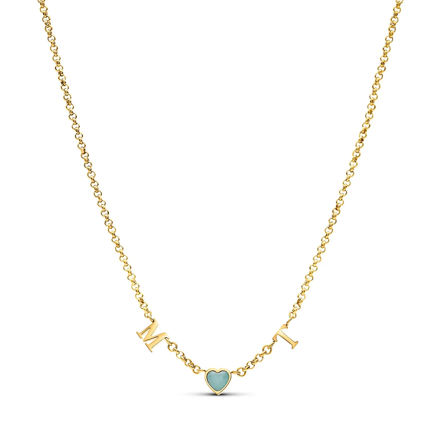 Made Mine Initials & Birthstone Necklace (Gold)