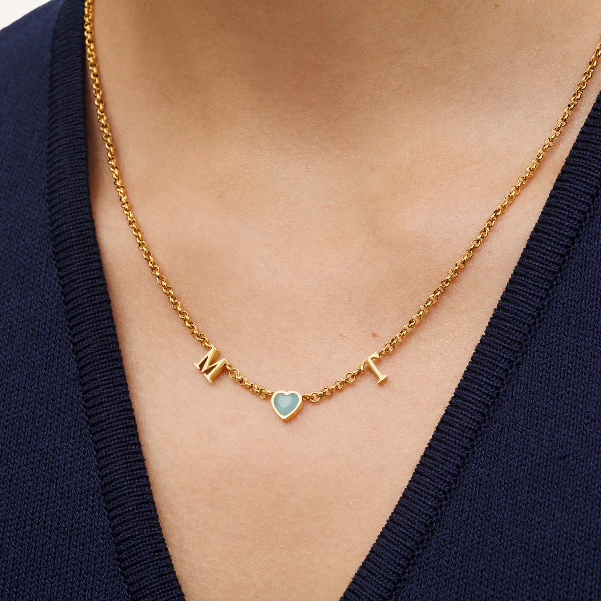 Made Mine Initials & Birthstone Necklace (Gold) - Image 2