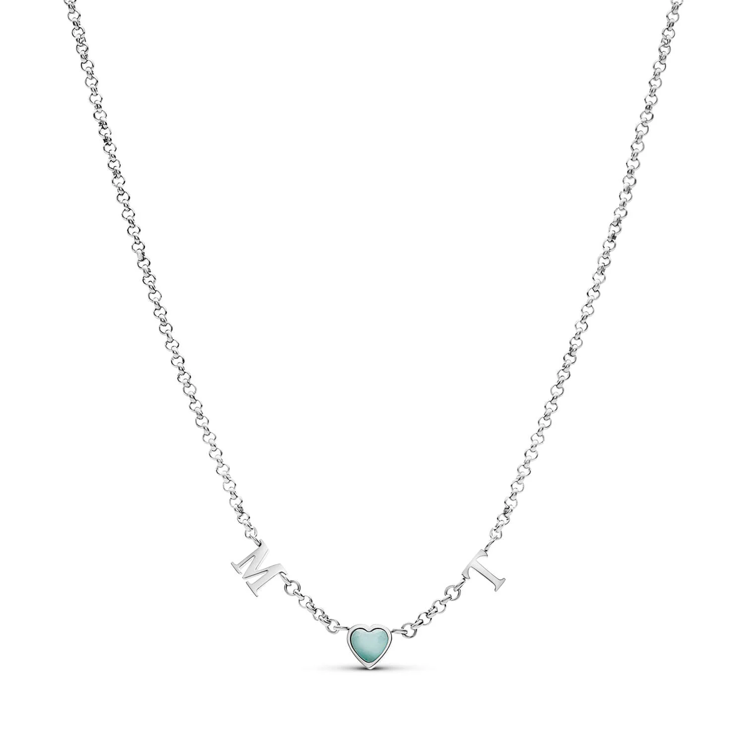 Made Mine Initials & Birthstone Necklace (Silver)