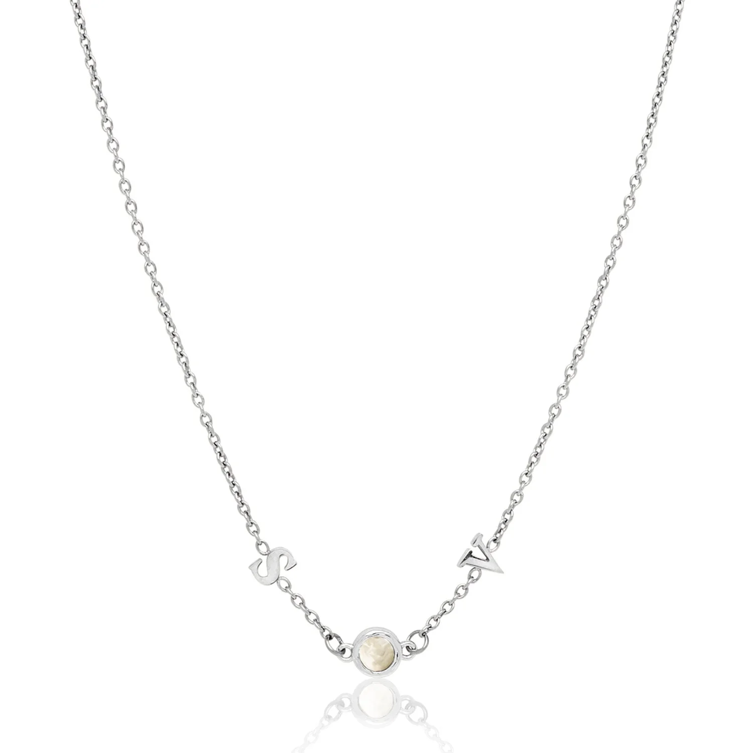 Made Mine Initials & Birthstone Necklace (Silver) - Image 22